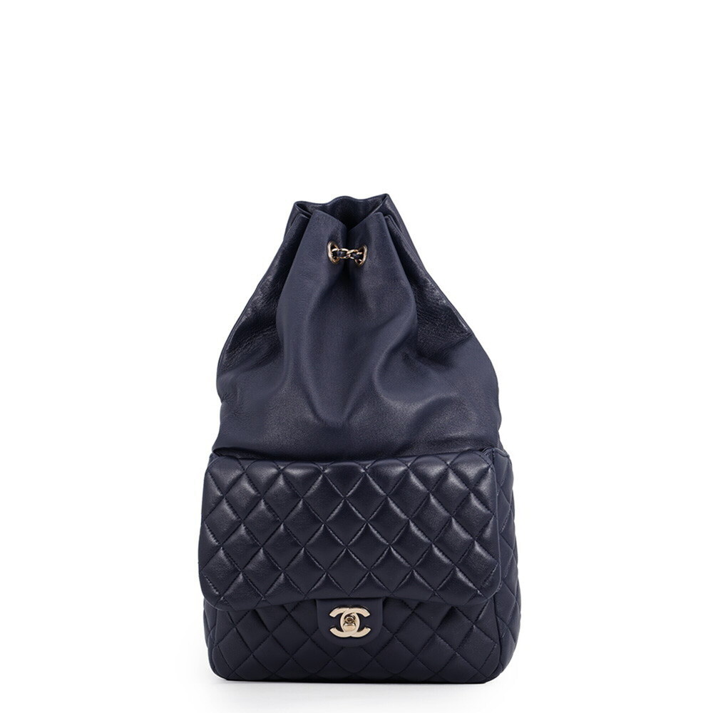 Chanel Matelassé Drawstring Lambskin Backpack A94417 CHANEL Handbag Rucksack BGA